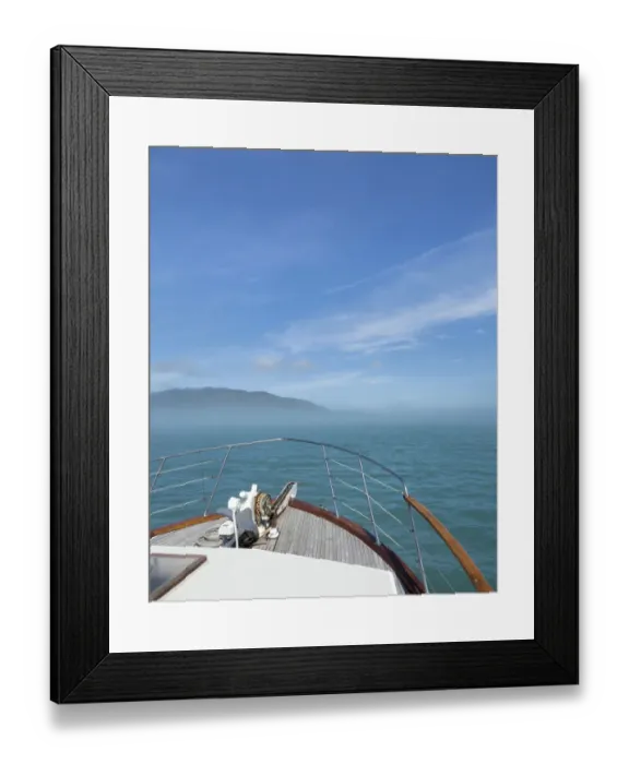 Framed Print : USA, Alaska, Craig. Ship bow cruising in Gulf of Esquibel Framed Print : USA, Alaska, Craig. Ship bow cruising in Gulf of Esquibel