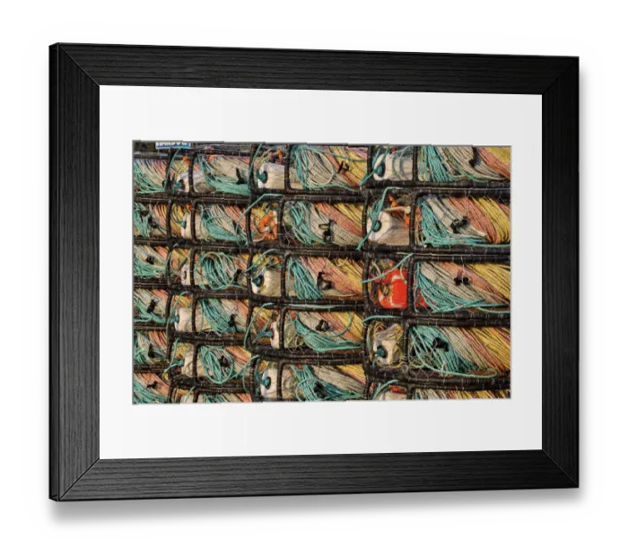 Framed Print : Crab traps stored at Crescent City marina, Northern California