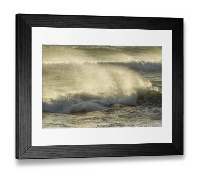 Framed Print : USA, California, San Luis Obispo County. Wind-blown surf
