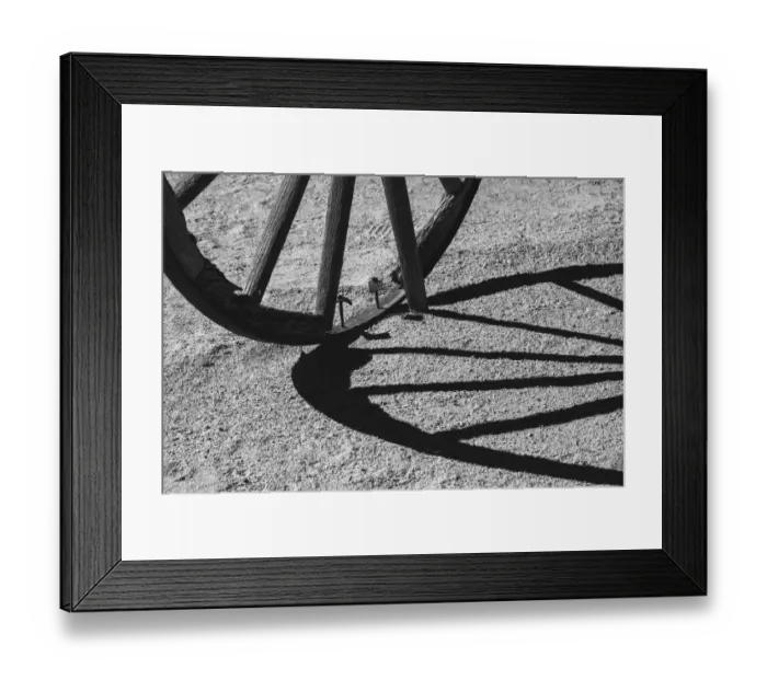 Framed Print : Wagon wheel shadows, California Framed Print : Wagon wheel shadows, California
