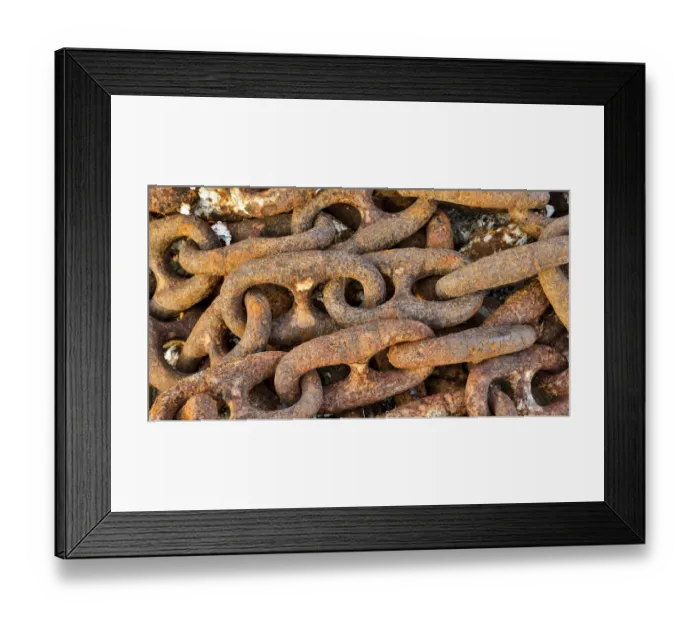 Framed Print : Rusted chain in Crescent City marina, Northern California