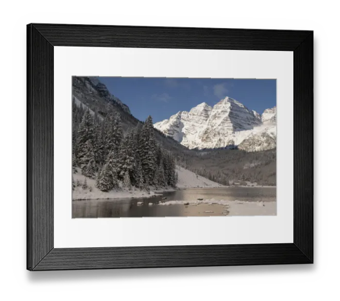 Framed Print : USA, Colorado, White River National Forest. Fresh snow on Maroon Bells. Credit as