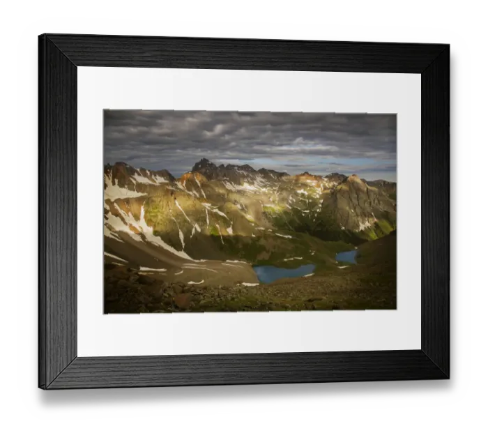 Framed Print : USA, Colorado, Sneffels Range. Mountain and Blue Lakes Basin on spring morning. Credit as Framed Print : USA, Colorado, Sneffels Range. Mountain and Blue Lakes Basin on spring morning. Credit as