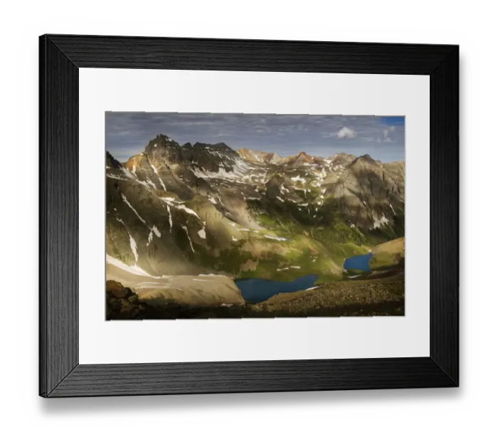 Framed Print : USA, Colorado, Sneffels Range. Mountain and Blue Lakes Basin on spring morning. Credit as