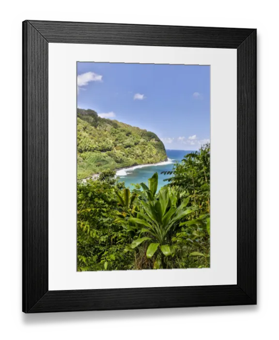 Framed Print : View of the coastline along the road to Hana, Maui, Hawaii