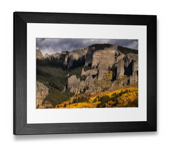 Framed Print : USA, Colorado, West Elk Mountains. Sunrise storm clouds above mountain and forest in autumn Framed Print : USA, Colorado, West Elk Mountains. Sunrise storm clouds above mountain and forest in autumn