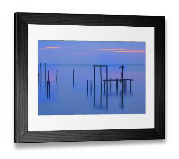 Framed Print : USA, Florida, Apalachicola. Remains of an old dock at sunrise Framed Print : USA, Florida, Apalachicola. Remains of an old dock at sunrise