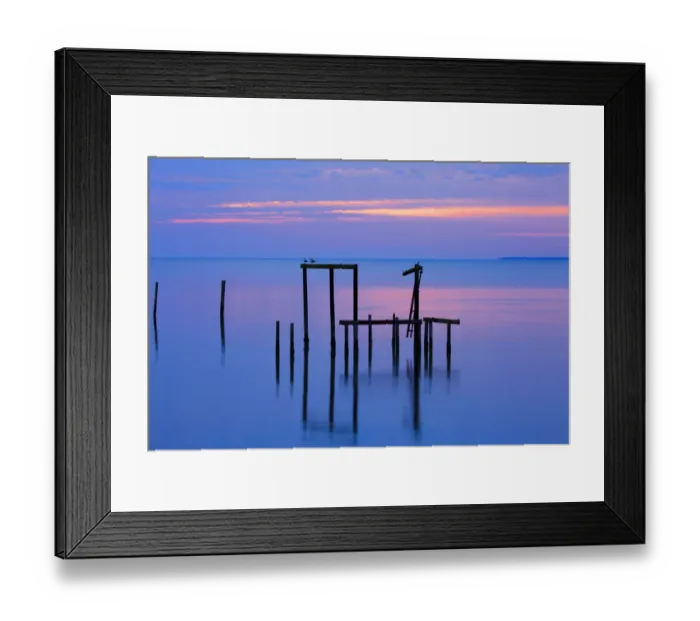 Framed Print : USA, Florida. Apalachicola, Remains of an old dock at sunrise Framed Print : USA, Florida. Apalachicola, Remains of an old dock at sunrise