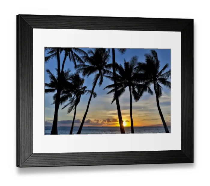 Framed Print : Sunset and silhouetted palm trees, Kihei, Maui, Hawaii Framed Print : Sunset and silhouetted palm trees, Kihei, Maui, Hawaii