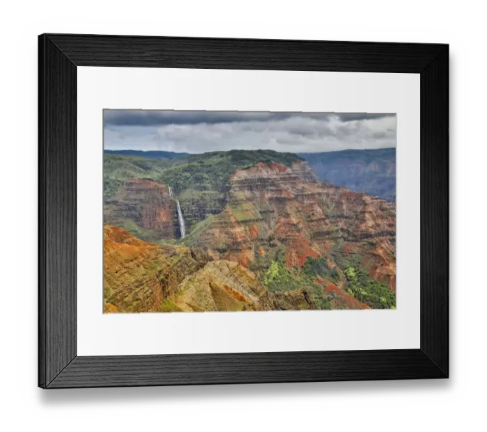 Framed Print : Kauai, Hawaii. Waimea Canyon and view of Waipo o Falls Framed Print : Kauai, Hawaii. Waimea Canyon and view of Waipo o Falls