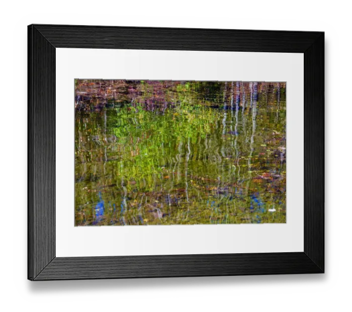 Framed Print : Colorful abstract reflection in lake water