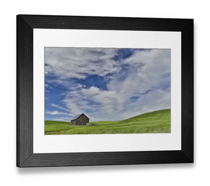 Framed Print : Wooden barn in wheat field just north of Genesee, Idaho Framed Print : Wooden barn in wheat field just north of Genesee, Idaho