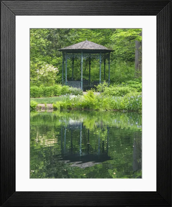 Framed Print : USA, Delaware. Gazebo overlooking a pond