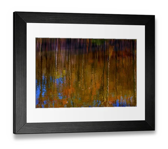 Framed Print : Colorful abstract reflection in lake water