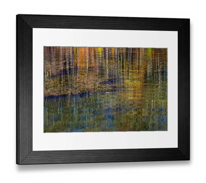 Framed Print : Colorful abstract reflection in lake water