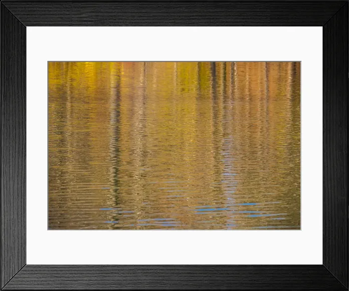 Framed Print : Colorful abstract reflection in lake water