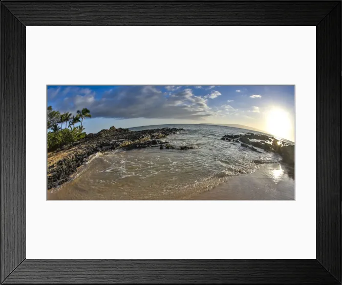 Framed Print : Evening light in small cove known as Secret Beach near Makena, Maui, Hawaii