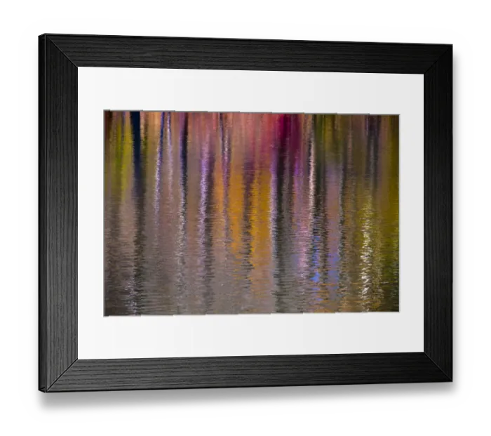 Framed Print : Colorful abstract reflection in lake water