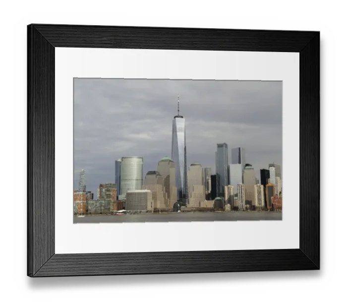 Framed Print : One World Trade Center and other Manhattan skyscrapers seen from across the Hudson