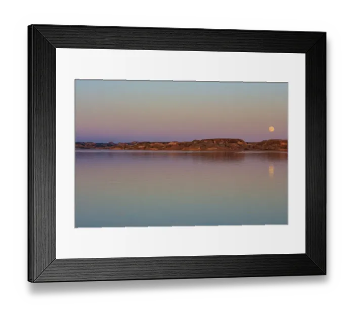Framed Print : Full moonrise over Fort Peck Reservoir in the Charles M Russell National Wildlife