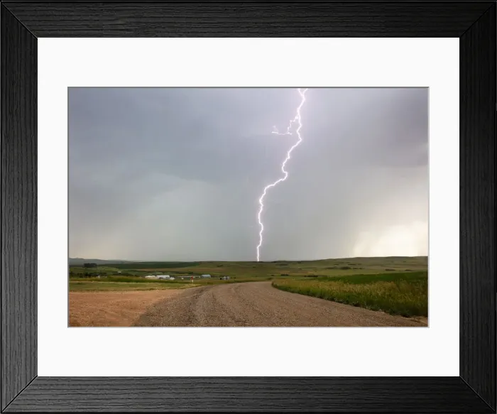 Framed Print : Lightning strike in rural Richland County, Montana, USA
