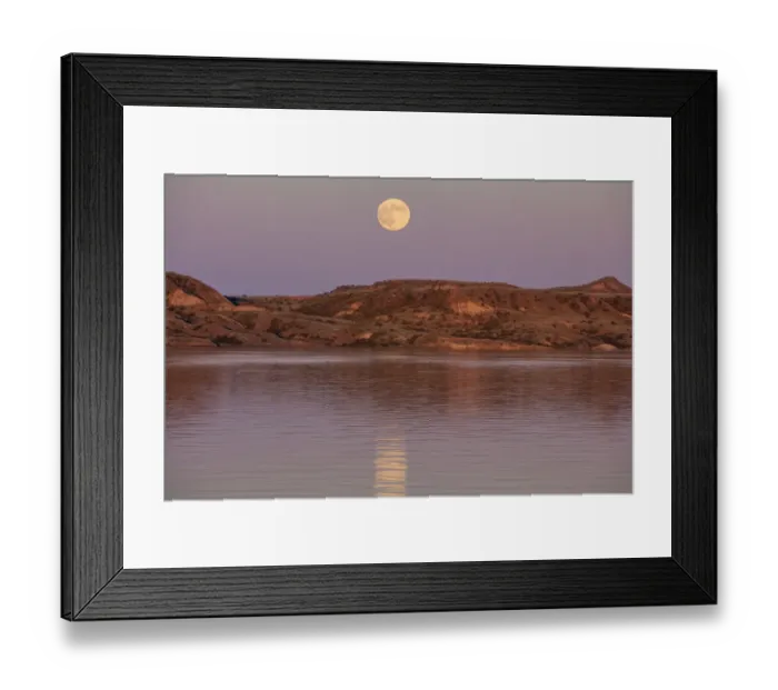 Framed Print : Full moonrise over Fort Peck Reservoir in the Charles M Russell National Wildlife Framed Print : Full moonrise over Fort Peck Reservoir in the Charles M Russell National Wildlife