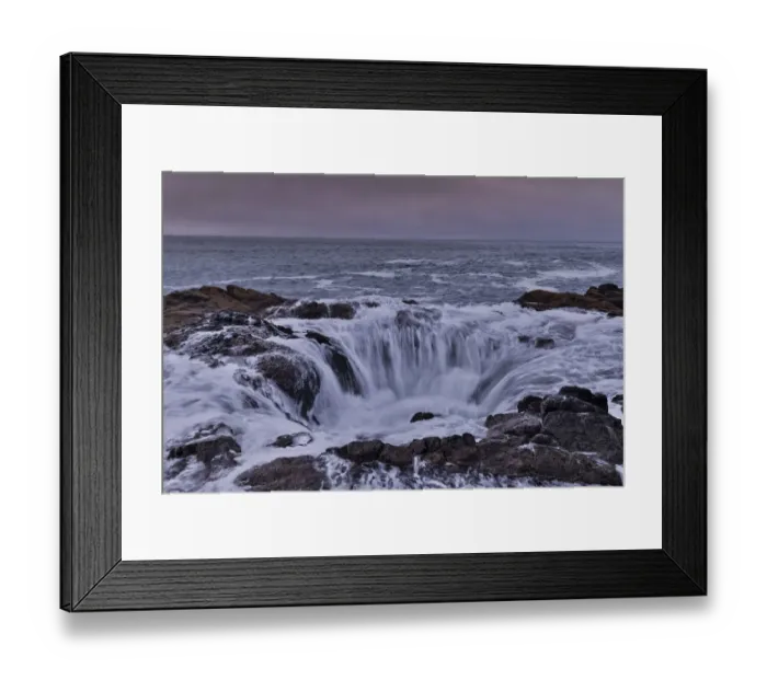 Framed Print : Thors Well with surf cascading into the well along the Oregon coastline Framed Print : Thors Well with surf cascading into the well along the Oregon coastline