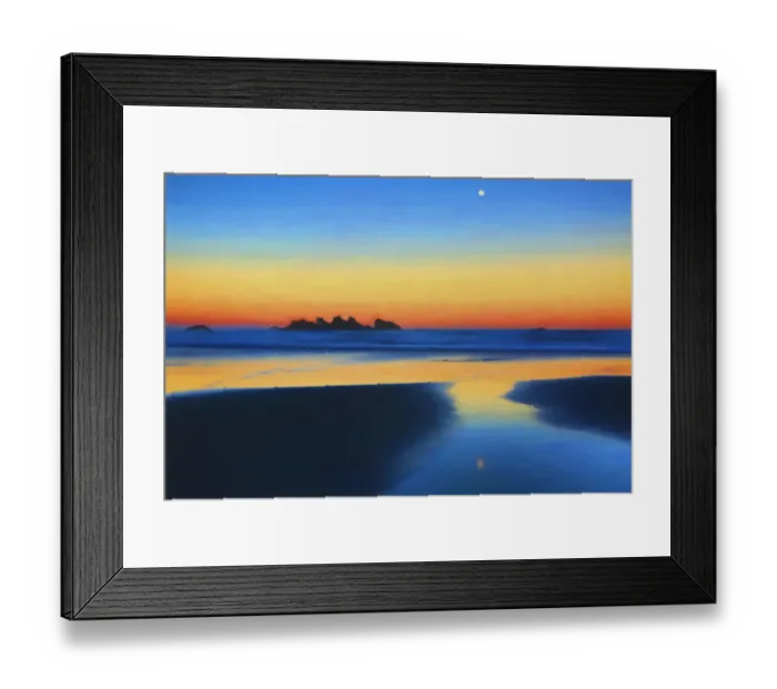 Framed Print : USA, Oregon, Bandon. Painterly abstract of beach moonset at sunrise Framed Print : USA, Oregon, Bandon. Painterly abstract of beach moonset at sunrise
