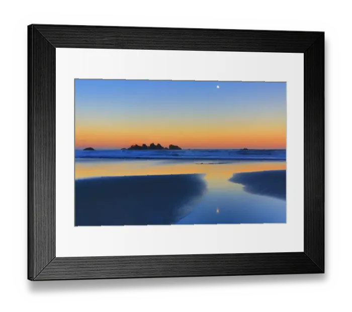 Framed Print : USA, Oregon, Bandon. Beach moonset at sunrise Framed Print : USA, Oregon, Bandon. Beach moonset at sunrise