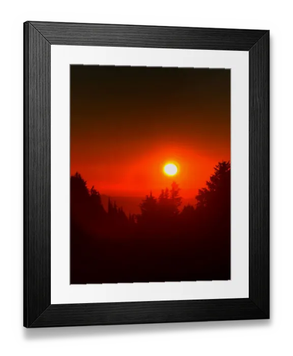 Framed Print : USA, Oregon, Crater Lake National Park. Sunset over forest