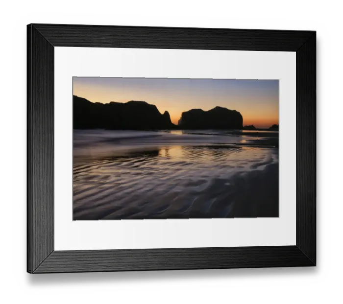 Framed Print : USA, Oregon, Bandon. Sunset on beach sea stacks Framed Print : USA, Oregon, Bandon. Sunset on beach sea stacks