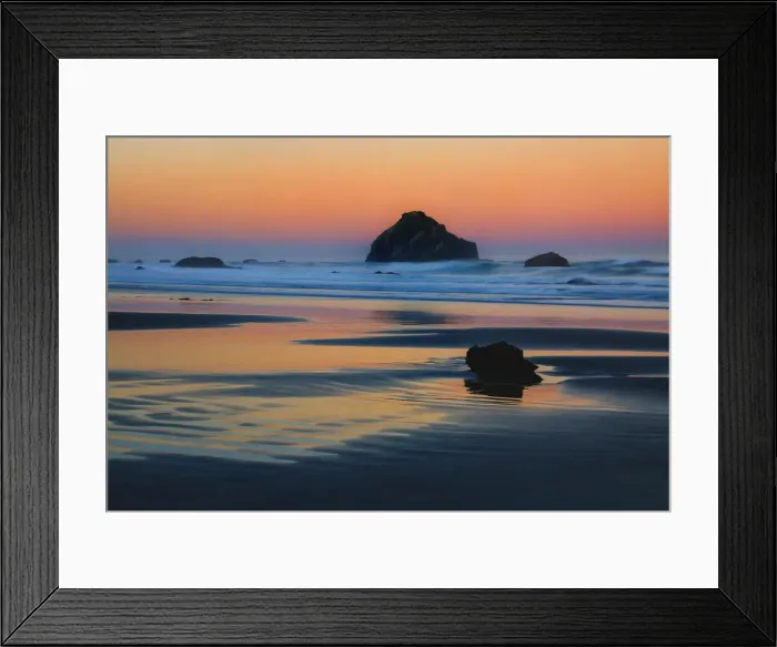 Framed Print : USA, Oregon, Bandon. Sunset on Face Rock sea stack Framed Print : USA, Oregon, Bandon. Sunset on Face Rock sea stack