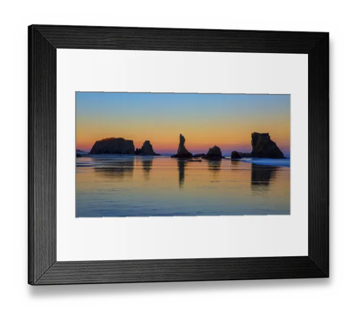 Framed Print : USA, Oregon, Bandon. Sunset on beach sea stacks Framed Print : USA, Oregon, Bandon. Sunset on beach sea stacks