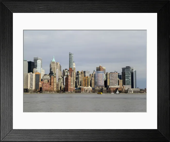 Framed Print : A view across the Hudson River to Lower Manhattan, New York, New York, Usa
