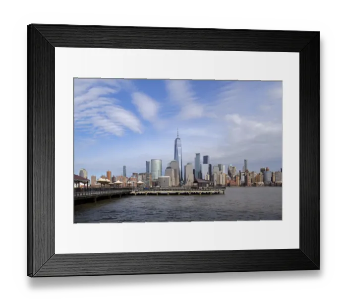 Framed Print : Looking towards J Owen Grundy Park in Jersey City, New Jersey, with One World Trade Center Framed Print : Looking towards J Owen Grundy Park in Jersey City, New Jersey, with One World Trade Center