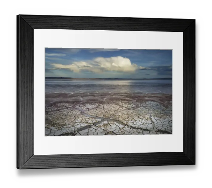 Framed Print : Geometric patterns in drying mud, Alvord Lake, a seasonal shallow alkali lake in Harney County
