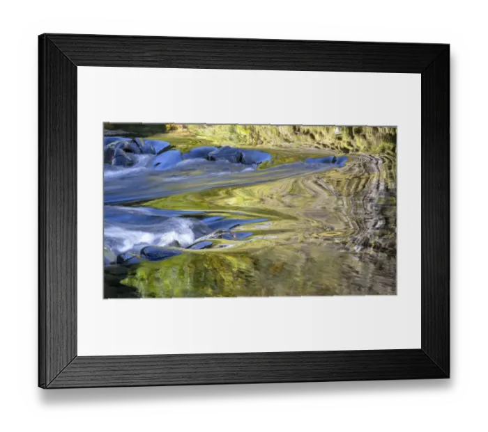 Framed Print : USA, Oregon. Abstract of autumn colors reflected in Wilson River rapids. Credit as