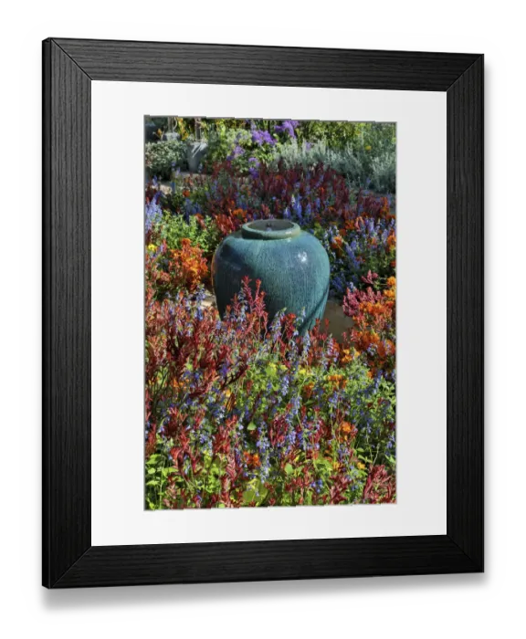 Framed Print : Flower pot in field of flowers at Longwood Gardens Conservatory, Pennsylvania