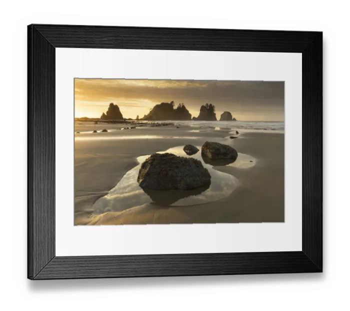 Framed Print : USA, Washington State, Olympic National Park. Sunrise on coast beach and rocks. Credit as Framed Print : USA, Washington State, Olympic National Park. Sunrise on coast beach and rocks. Credit as