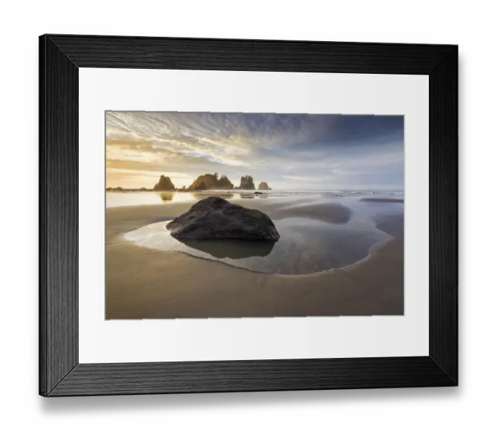 Framed Print : USA, Washington State, Olympic National Park. Sunrise on coast beach and rocks. Credit as Framed Print : USA, Washington State, Olympic National Park. Sunrise on coast beach and rocks. Credit as