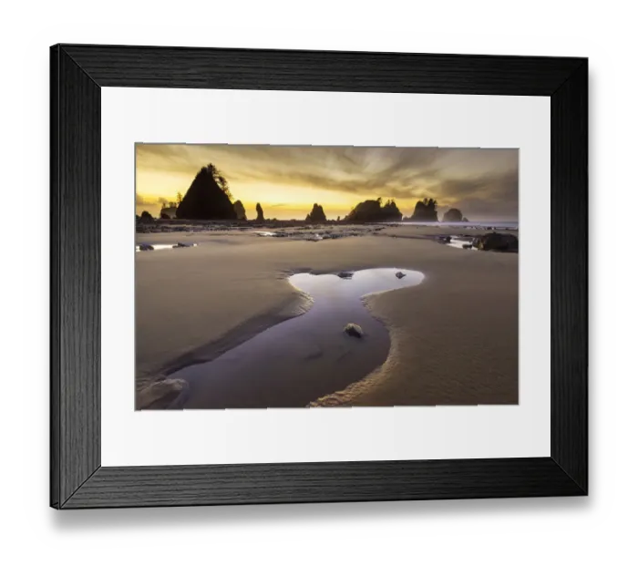 Framed Print : USA, Washington State, Olympic National Park. Sunrise on coast beach and rocks. Credit as Framed Print : USA, Washington State, Olympic National Park. Sunrise on coast beach and rocks. Credit as