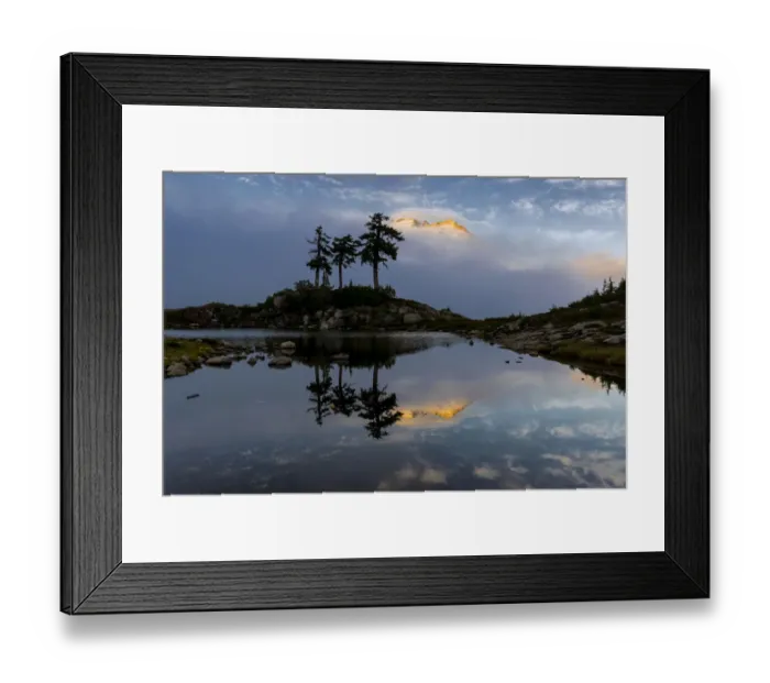 Framed Print : USA, Washington State. Mt Baker reflects in Park Butte Lake