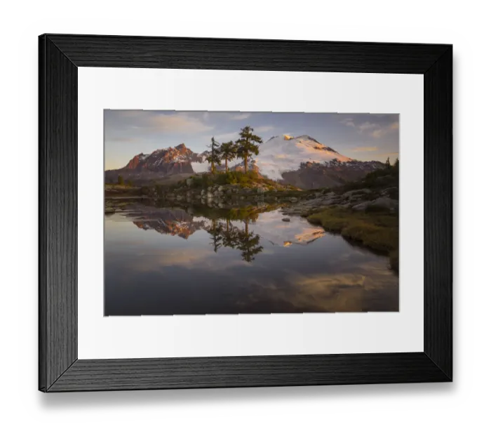 Framed Print : USA, Washington State. Mt Baker reflects in Park Butte Lake Framed Print : USA, Washington State. Mt Baker reflects in Park Butte Lake