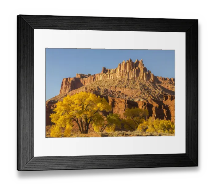 Framed Print : USA, Utah, Capitol Reef National Park. The Castle rock formation in autumn. Credit as Framed Print : USA, Utah, Capitol Reef National Park. The Castle rock formation in autumn. Credit as