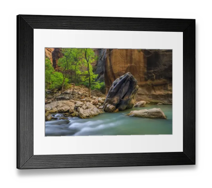 Framed Print : USA, Utah, Zion National Park. Virgin River at The Narrows