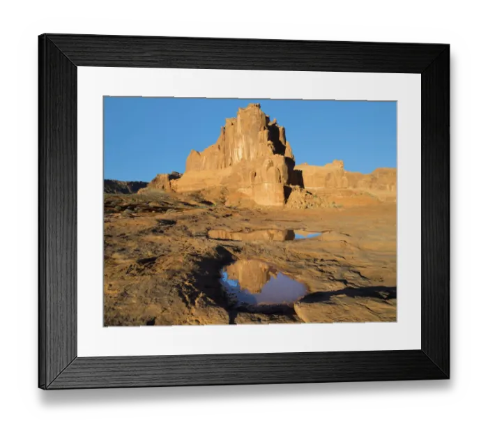 Framed Print : USA, Utah. Arches National Park, Courthouse Towers and reflection