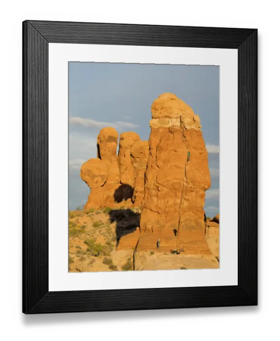 Framed Print : USA, Utah. Arches National Park, Climbers on tower at Garden of Eden Framed Print : USA, Utah. Arches National Park, Climbers on tower at Garden of Eden
