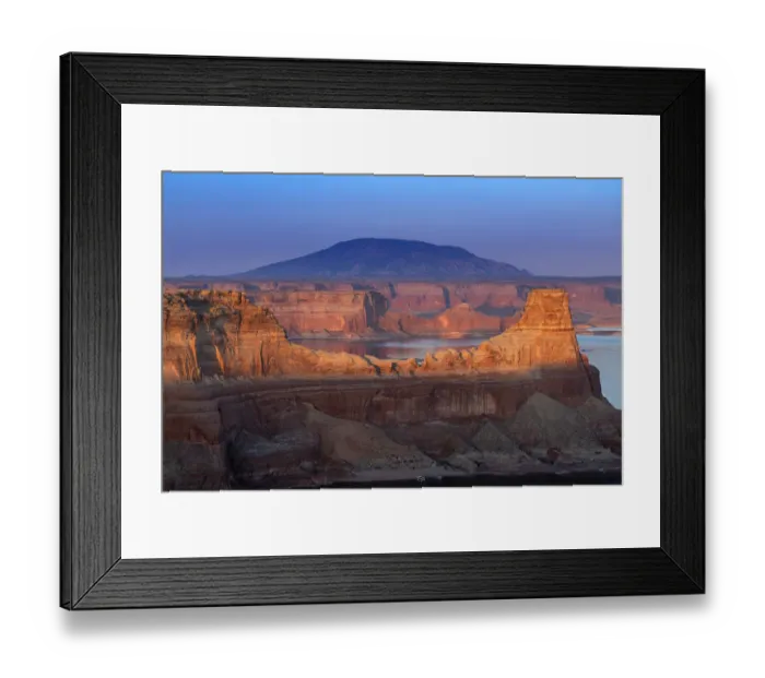 Framed Print : USA, Utah, Glen Canyon National Recreation Area. Sunset on Lake Powell and Navajo Mt