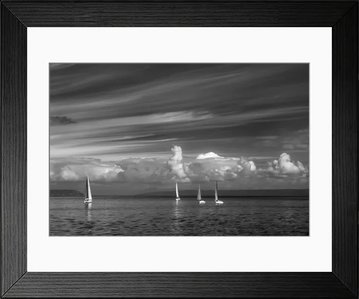 Framed Print : USA, Washington State, Kingston. Black and white of sailboats on Puget Sound. Credit as Framed Print : USA, Washington State, Kingston. Black and white of sailboats on Puget Sound. Credit as