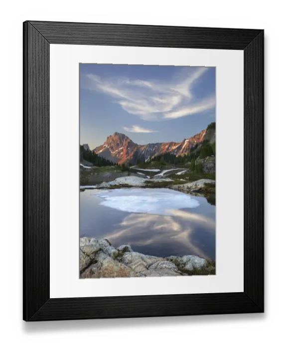 Framed Print : Partially thawed tarn, Yellow Aster Butte Basin